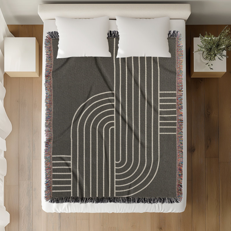 Jeté en mélange de coton Askii, Gris, L 60 po x l 50 po