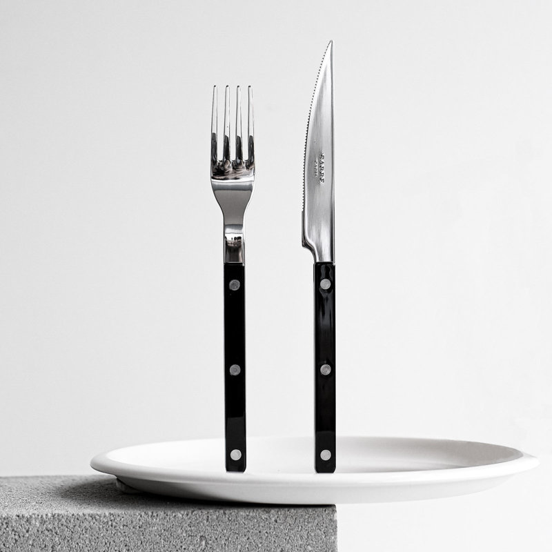 Bistrot Solid 4 - Piece Stainless Steel Flatware Set - Service for 1, Black