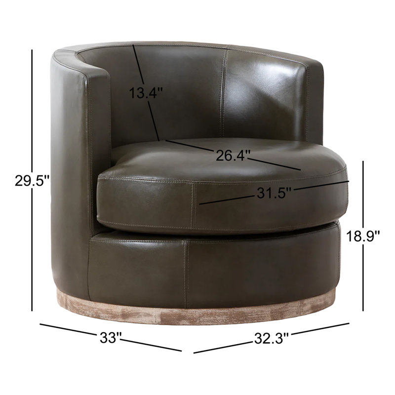 Fauteuil demi-tonneau Arabella , Cuir véritable olive