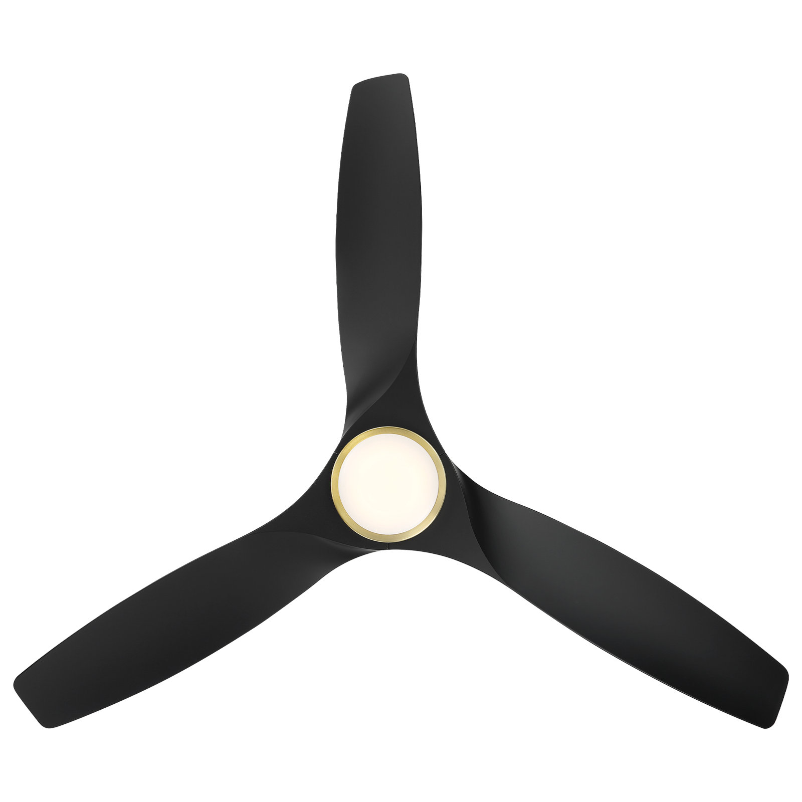 Skylark 54" Smart Ceiling Fan with LED Light Kit, Soft Brass, Matte Black