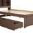Modern Twin Size Bed Frame With Built-In USB Port On Bookcase Headboard And 2 Drawers For Walnut Color-1496557535