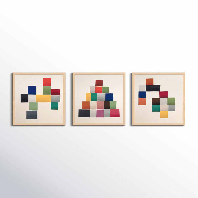Jewels " Jewels. Set Of 3 " by Lee Lessem 3 - Pieces Painting Print, Maple Framed, 24" H x 24" W x 1.25" D