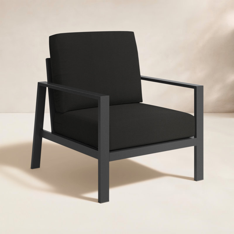 Chaise longue d'extérieur avec coussins Sunbrella® Townsend, Sunbrella® toile noire, None, Non