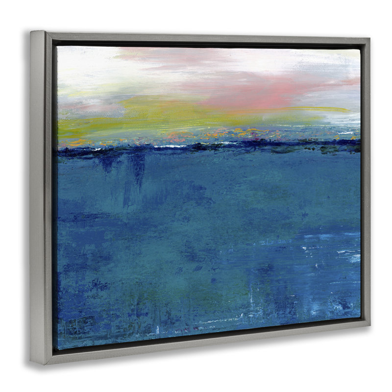 Cadre flottant dégradé Dark Waters, design par Adonna Ebrahimi, H 17 po x l 21 po, Cadre flottant gris lustré
