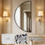 Miroir mural arqué en aluminium avec verre trempé pour salle de bain, salon, entrée-65049461-65049464