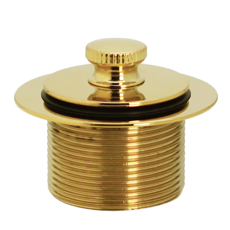 14" Brass Twist & Close Bathtub Leg Drain Assembly with 2-Hole Overflow, Polished Brass
