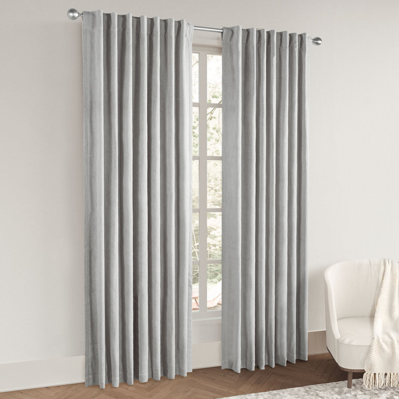 Chenille Blackout Back Tab Curtain Pair(2 panels), Stone Gray, 52" W x 108" L
