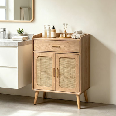 36 ? Farmhouse White Buffet Cabinet, Freestanding Kitchen Storage Sideboard with 2 Closed Doors and 1 Full Extension Drawer, Wooden Cabinet with Solid Wood Feet for Dining Room, Living Room, Entryway and Home Office