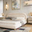 Modern Curved Upholstered Low Profile Platform Bed-691855189