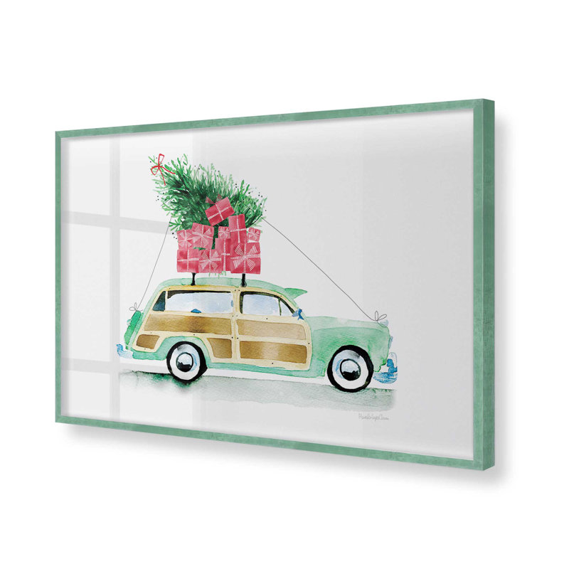 Impression de voiture de Noël rétro, Cadre citronnelle, H 17 po x l 21 po