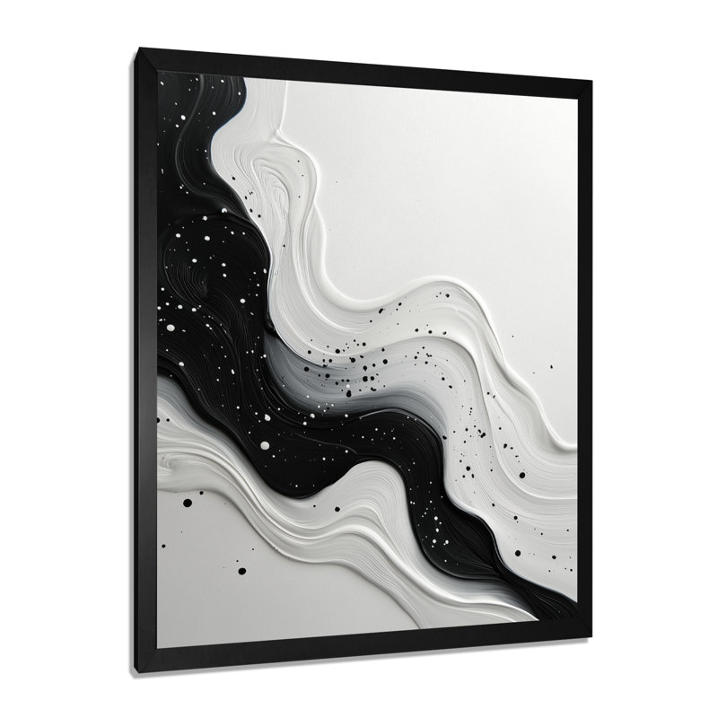 Cilegon - Art mural abstrait sur toile, H 40 po x l 30 po, Noir, Reproduction encadrée sans passe-partout