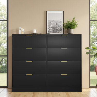 Commode 8 tiroirs pour chambre à coucher, commode de chambre moderne en bois