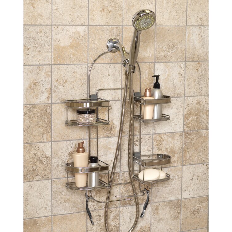 Stainless Steel Bathroom Hanging Shower Caddy Over Shower Head with  Removable Hooks - China Bathroom Accessories, Bathroom Shower Caddy