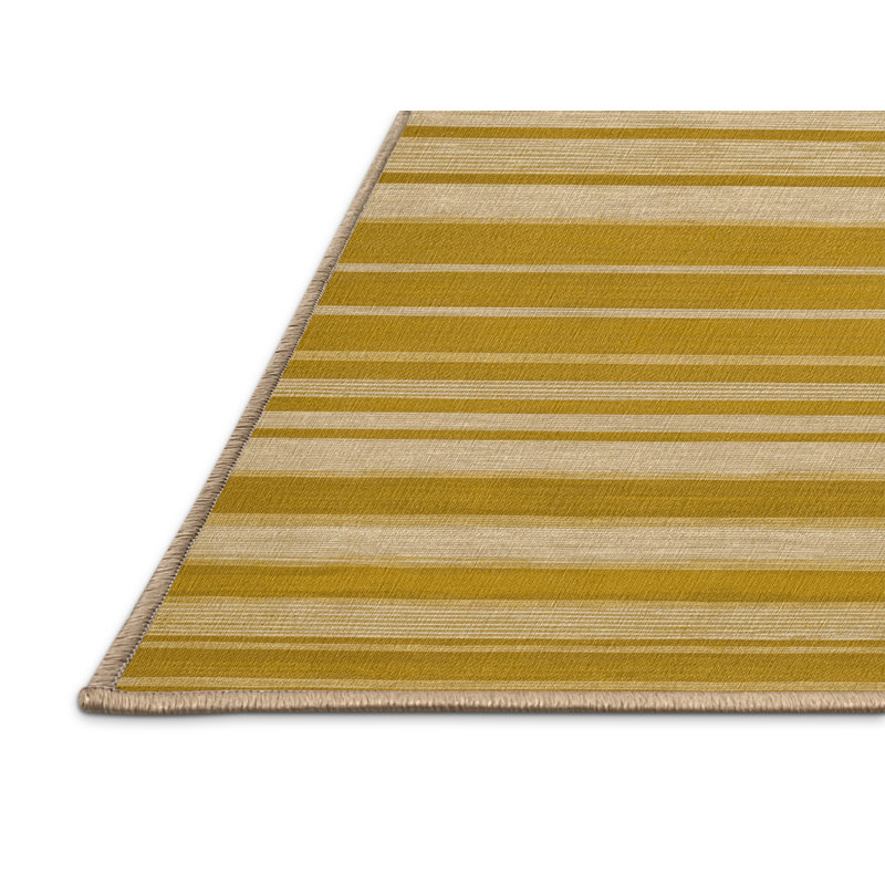Machine Washable Horizontal Stripes Brown Area Rug, Rectangle 8' x 12'