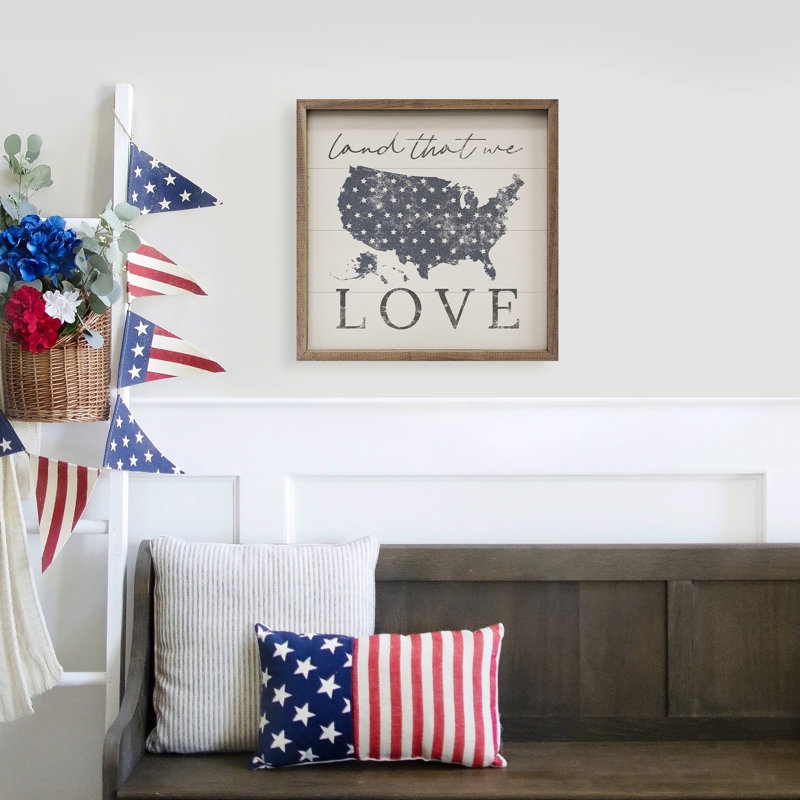 Land That We Love America - blanc, 24" H x 24" W