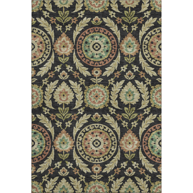 Premium Machine Washable Prisco Black Rug