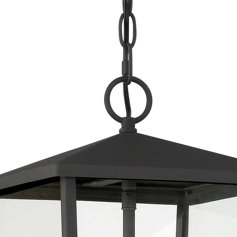 Atlas 2-Light Black Outdoor Hanging Lantern Chandelier with Clear Glass