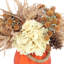 Hydrangea And Pampas Fall Arrangement In Glass Pumpkin
