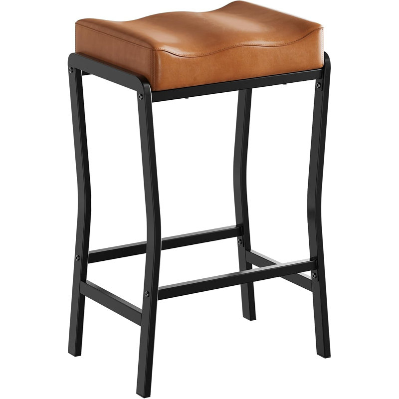 Tabouret de bar, hauteur de comptoir moderne de 66 cm, revêtement en similicuir PVC avec repose-pieds, capacité de 136 kg, tabouret de bar pour îlot de cuisine ou salle à manger