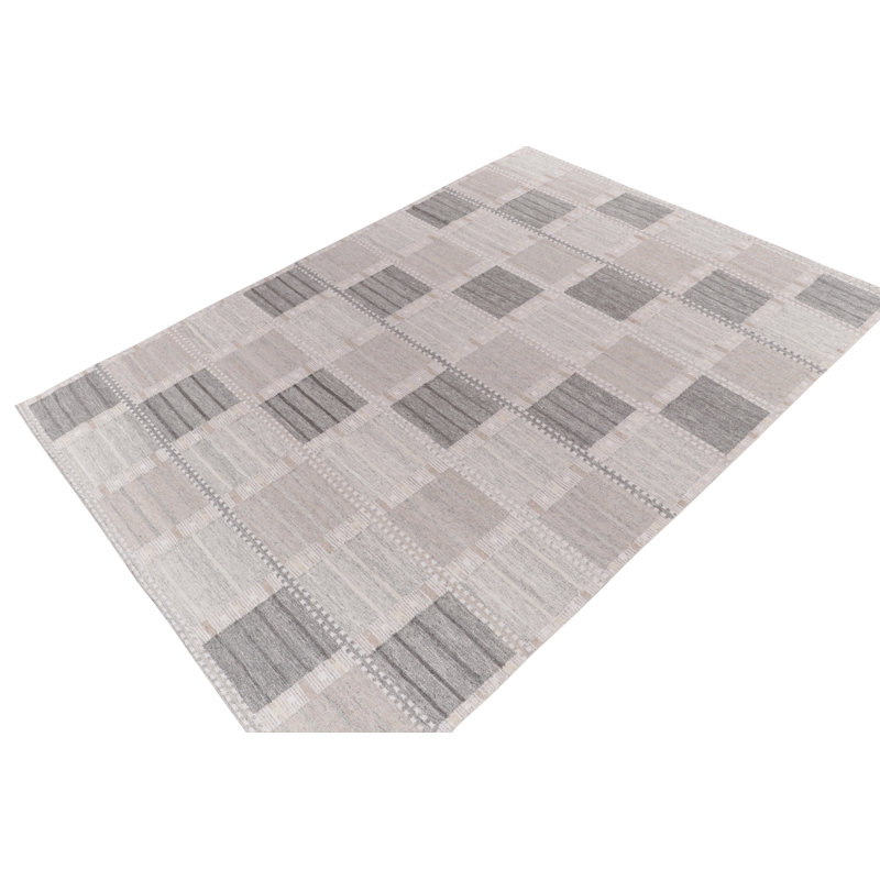 Scandinavian Wool Geometric Area Rug, Rectangle 10' x 14'