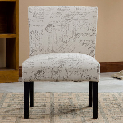 Chaise d'appoint de style contemporain - Tissu sans accoudoirs à imprimé de lettres anglaises Botticelli