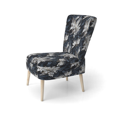 Chaise d'appoint rembourrée bohémienne et éclectique blanche et argent Sphinx Paisley