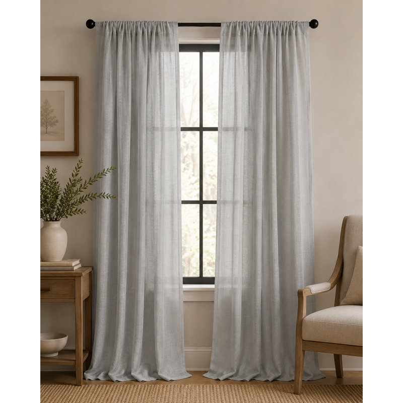 Belana Semi Sheer Curtain Single Panel, 54" x 108", Gray