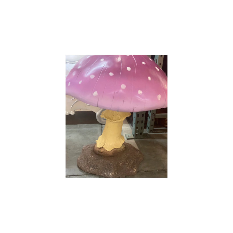 Statue de petit champignon surdimensionné, Blanc / gris / jaune / mauve / brun clair