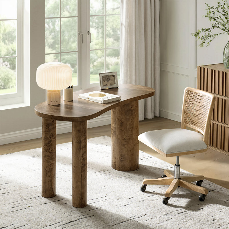 Felton Oval Solid Wood Base Writing Desk, Walnut