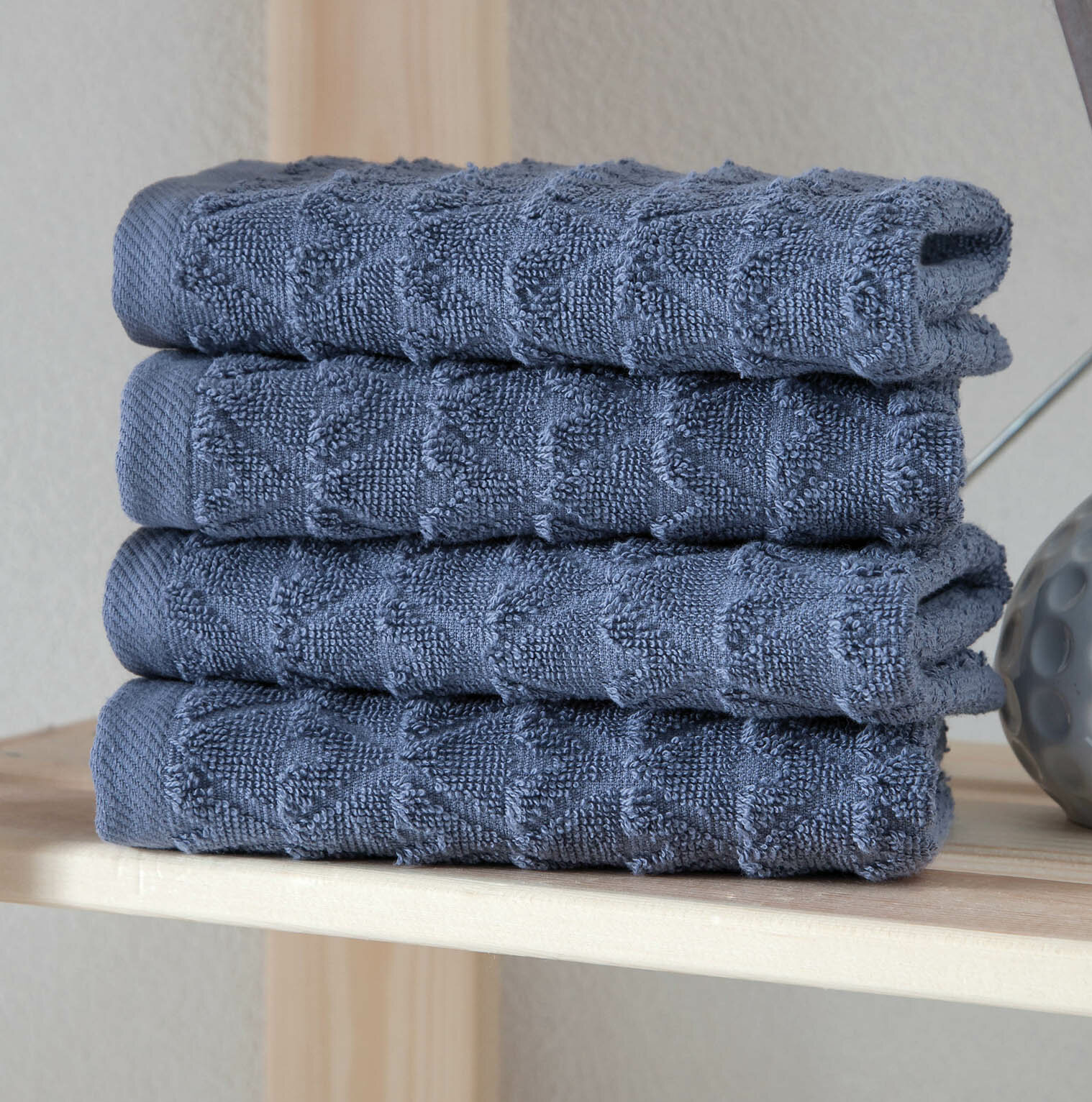 Turkish Cotton Solid Plush Heavyweight Hand Towel Set (Set of 6) Latitude Run Color: Blue