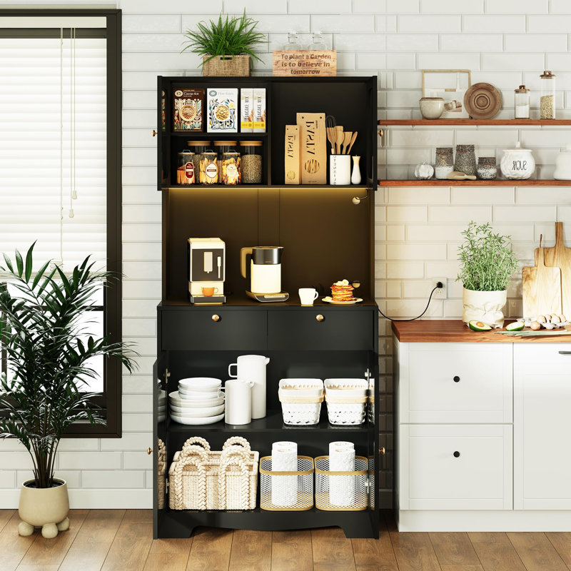 Styliani 71cm Kitchen Pantry, Black