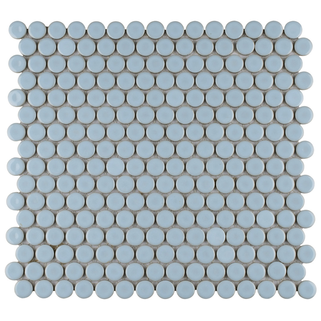 Hudson Penny Round 11-7/8 " x 12-5/8 " Porcelain Mosaic Floor and Wall Tile Merola Tile 
