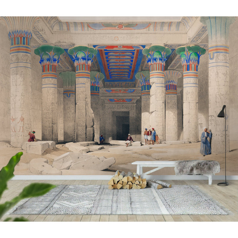 Papier peint amovible antique avec colonnes colorées antiques, L 114 po x l 204 po