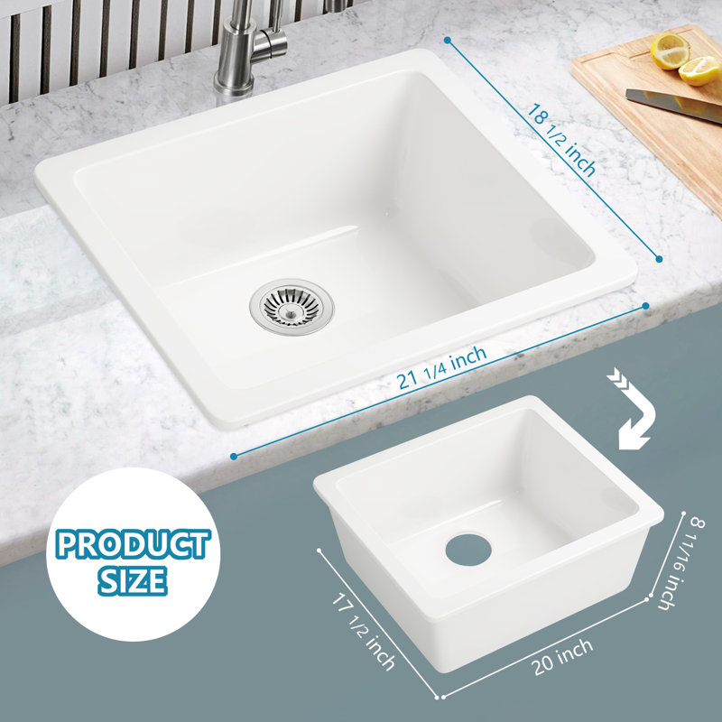 Évier de cuisine à fixation double L 21,25 po x l 18,5 po Fireclay