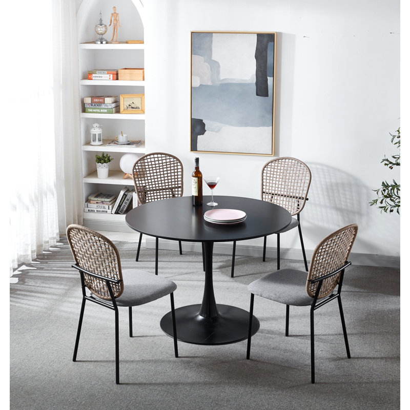 Keeyon Dining chair set of 4, Grey, Black
