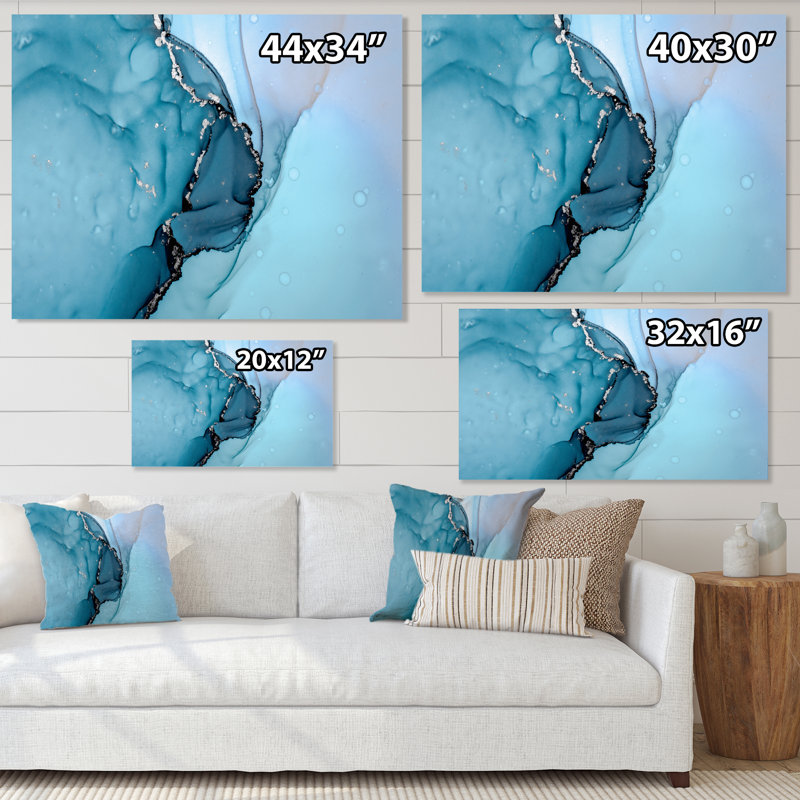 Turquoise liquide Art Universe - peinture sur toile, Toile tendue, H 24 po x l 32 po