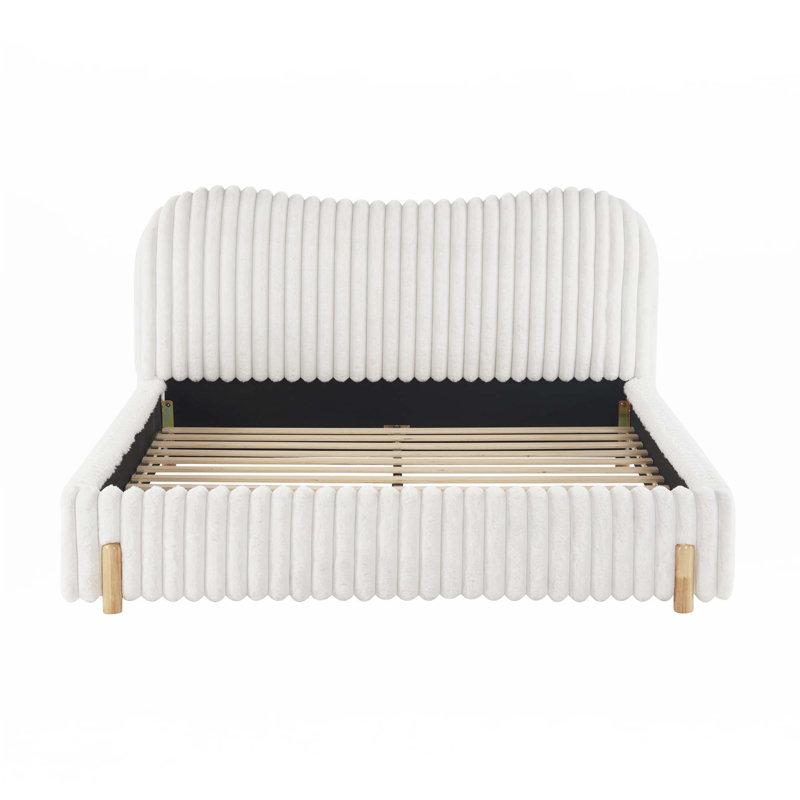 Lit tapissier Boucle avec tête de lit ondulée et coutures verticales