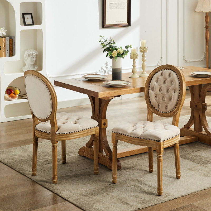 De 2 chaises de salle à manger en velours beige, avec 2 chaises à hauteur de pied réglable, fonctionnalité supérieure facile d'entretien