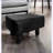 Ottomans Set of 2, Contemporary Black Leatherette with Solid Wood Legs | Black | Wood