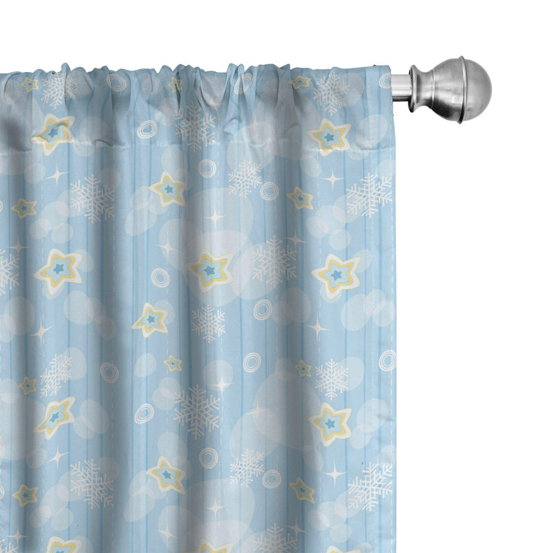 Soft Blue and White Star Pattern Kids Room Darkening Curtains