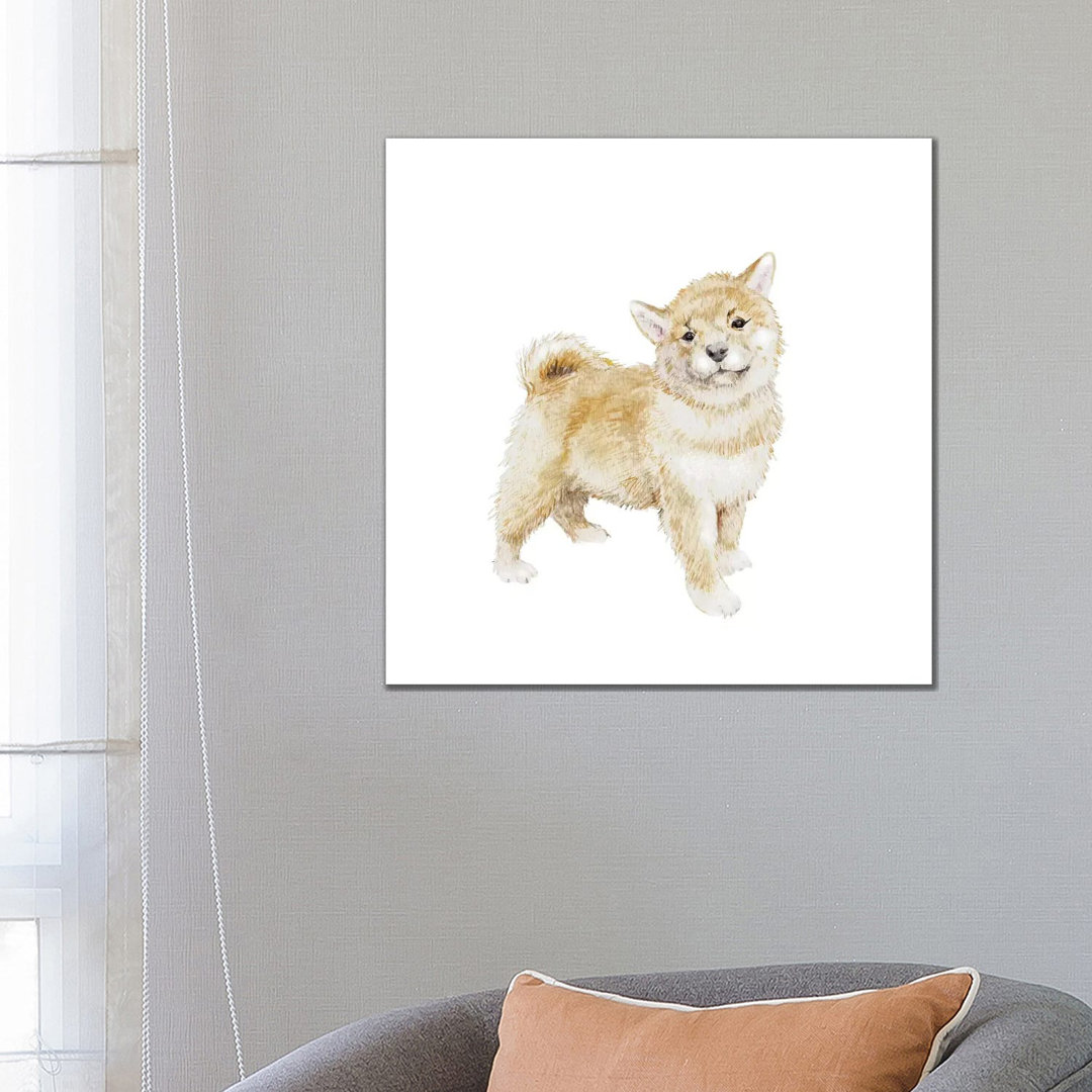 Shiba Inu Puppy by Wandering Laur - Wrapped Canvas Painting