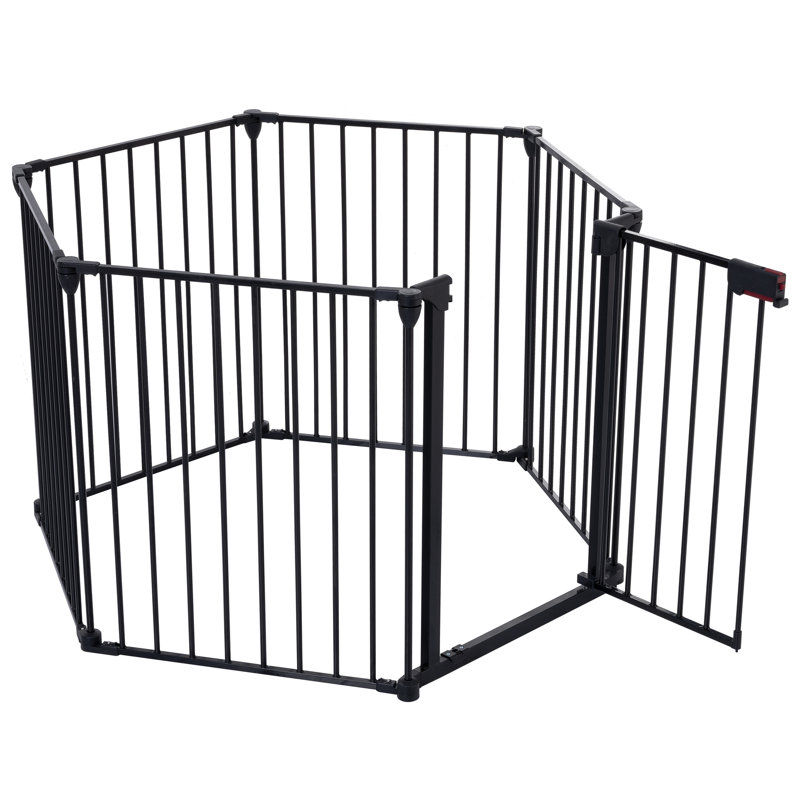 Portail en métal de 381 cm (150 po). Clôture de jardin à 6 panneaux pour maison, foyer, escalier, sapin de Noël. Ajustable et configurable. Barrière pour escalier et arbre.