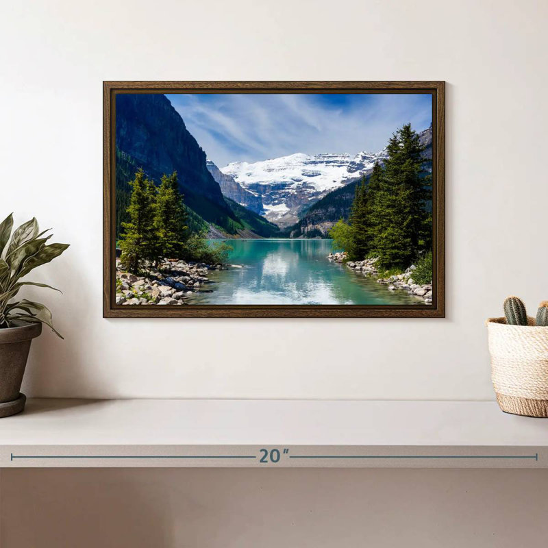 Splendide lac Louise, 13 po x 9 po, Cadre flottant en noyer