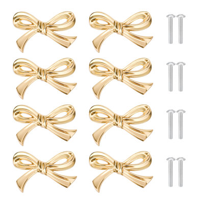 8-Pack Gold Bow Drawer Pulls – Zinc Alloy Butterfly Cabinet Knobs, Elegant Decorative Hardware for Dressers, Kitchen Cabinets, Bathroom Vanities & Wardrobes