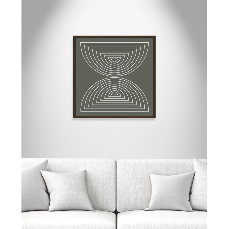 Deux lunes - peinture encadrée, Grain de bois noyer, H 27,5 po x l 27,5 po x P 0,75 po