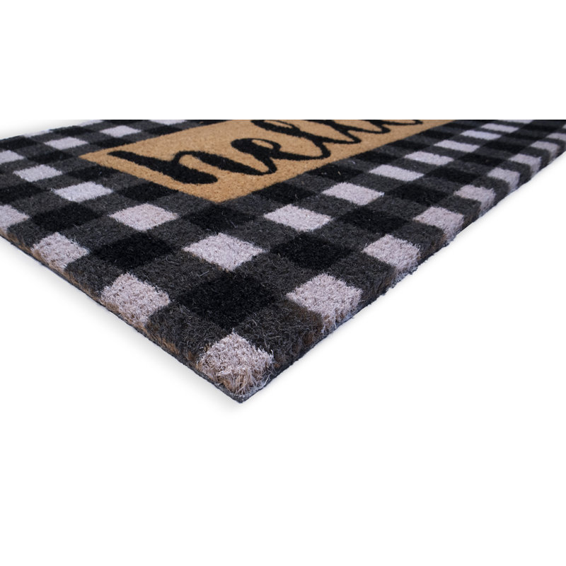Tapis d'entrée antidérapant à carreaux 30 po x 18 po Checkers Hello