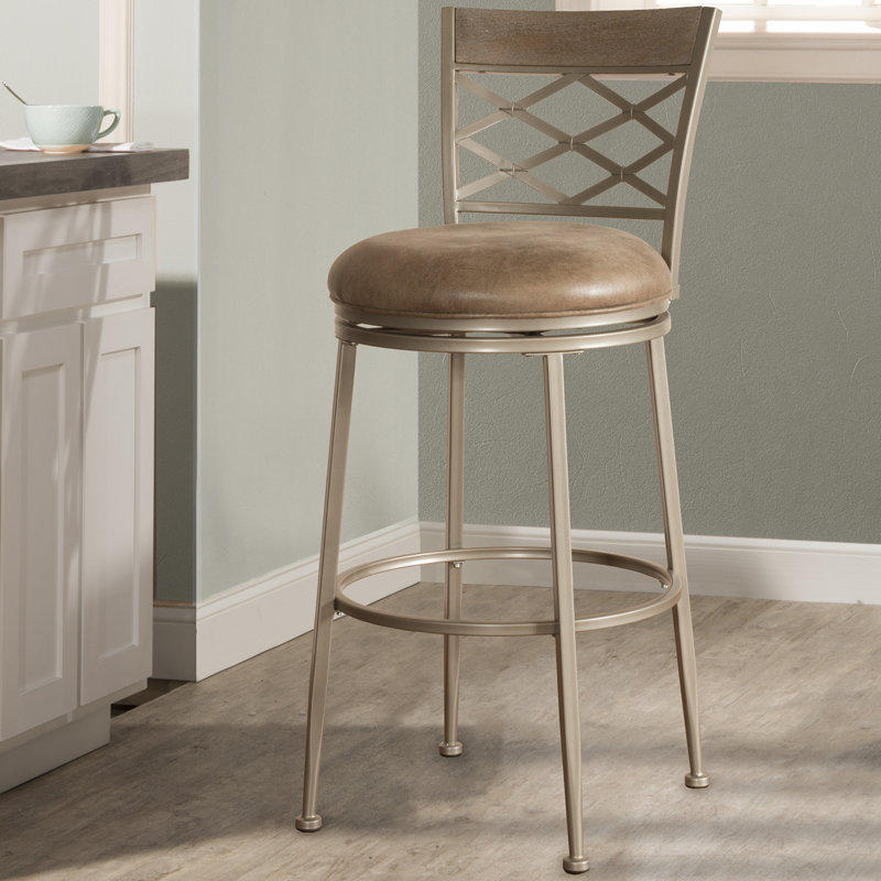 Swivel Upholstered Counter Stool with Metal Frame, Counter Stool (26" Seat Height)