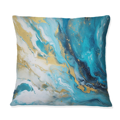 Coussin Turquoise Gold Infusé Marble III - Fractals