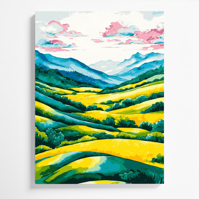 Watercolor Landscape 21 Blue Canvas Wall Art, 16" H x 20" W