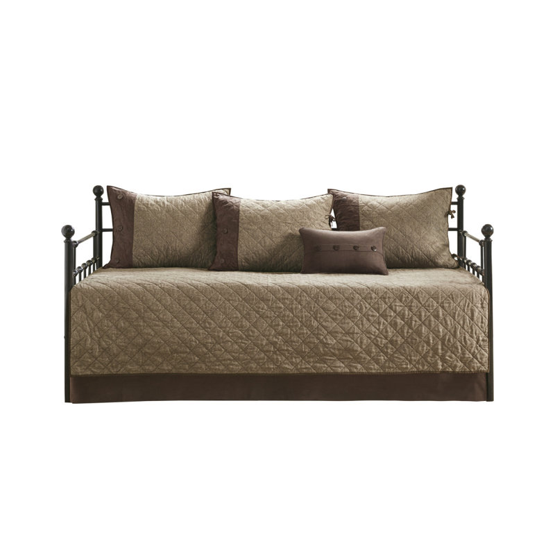 6 Piece Reversible Daybed Cover Set Brown Daybed